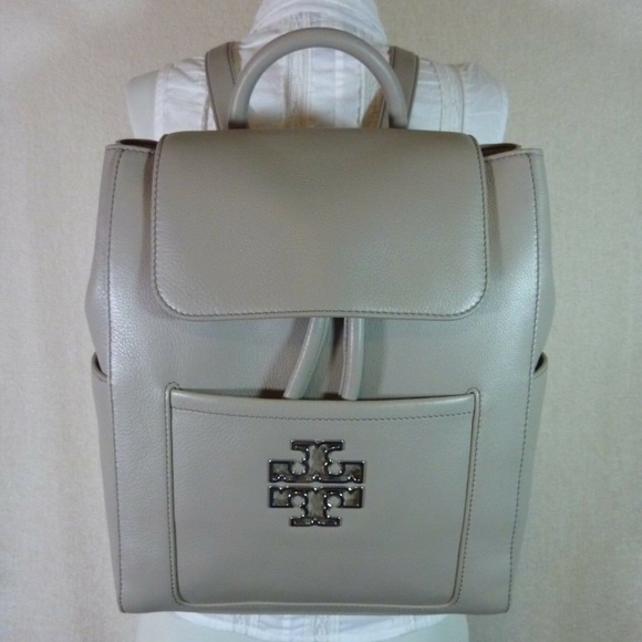 NEW Tory Burch Britten Gray Leather Backpack + Britten Continental Wallet main image 11